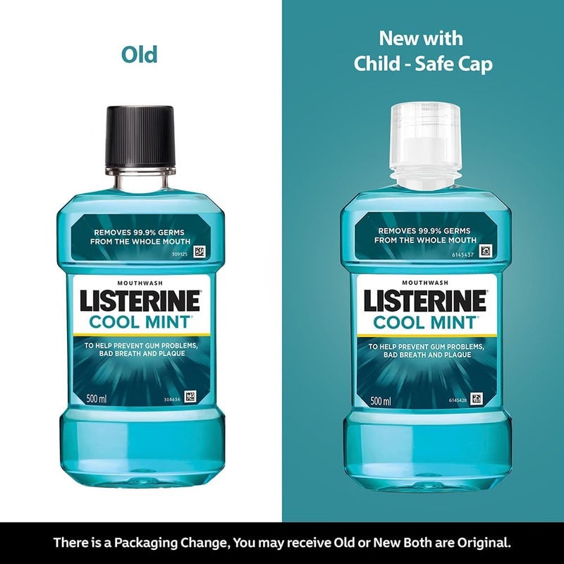 Listerine Cool Mint Mouthwash - Pack of 2 (500ml each) - Image 2
